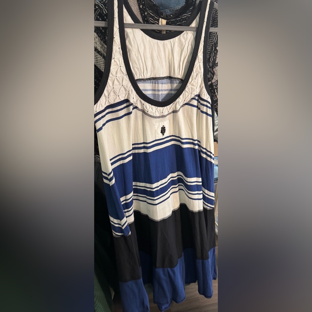 NWOT Free People FP Movement Back Spin Tank / maxi dress midnight blue combo - M - Picture 7 of 8